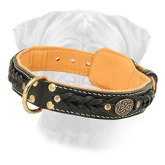 Nappa Padded Bullmastiff Leather Collar