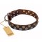 'Strong Shields' FDT Artisan Wide Leather Bullmastiff Collar Adorned with Studs