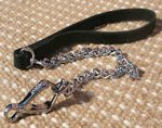 Quality dog leash with leather handle and Herm Sprenger chain and snap hook for Bullmastiff