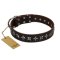 "Stars of Glory" FDT Artisan Brown Leather Bullmastiff Collar for Comfortable Walking