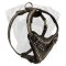 Bullmastiff Leather Dog Harness Wide Chest Plate Barbed Wire Painted