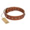 "Heroic Deeds" Designer Handmade FDT Artisan Tan Leather Bullmastiff Collar