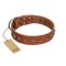 "Broadway" Handmade FDT Artisan Tan Leather Bullmastiff Collar with Dotted Pyramids