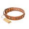 "Natural Beauty" FDT Artisan Tan Leather Bullmastiff Collar with Old Bronze-like Circles and Plates