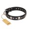 'Space Walk' FDT Artisan Black Leather Bullmastiff Collar with Adornments