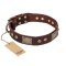"Loving Owner" FDT Artisan Decorated Leather Bullmastiff Collar with Plates and Studs