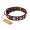 "King of Grace" FDT Artisan Stylish Leather Bullmastiff Collar with Old Silver-Like Plated Decorations