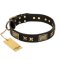 "Passion for Style and Beauty" FDT Artisan Decorated Black Leather Bullmastiff Collar