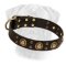 Leather Bullmastiff Collar with Brass Decoration "Golden knights"