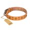 'Top-Flight' FDT Artisan Adorned Tan Leather Bullmastiff Collar