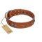 "Splendid Armor" Premium Quality FDT Artisan Tan Designer Bullmastiff Collar with Shields and Stars