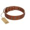 "Silver Century" Fashionable FDT Artisan Tan Leather Bullmastiff Collar with Silver-Like Plates