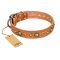 "Feast of Luxury" FDT Artisan Tan Leather Bullmastiff Collar with Old Bronze Look Circles