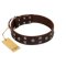 "Brown Shadow" Designer Handmade FDT Artisan Brown Leather Bullmastiff Collar