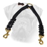 Braided Leather Bullmastiff Coupler for Walking 2 dogs