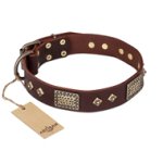 "Loving Owner" FDT Artisan Decorated Leather Bullmastiff Collar with Plates and Studs