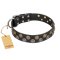 "Romantic Breeze" FDT Artisan Black Leather Bullmastiff Collar - 1 1/2 inch (40 mm) wide