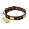 "Rich Fashion" FDT Artisan Decorated Leather Bullmastiff Collar with Plates and Studs