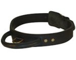 Tac-Black Leather Agitation Collar With Handle for Bullmastiff