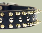 Black Leather Spiked Studded Dog Collar for Bullmastiff