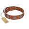 "Sun Rise Noon" FDT Artisan Tan Leather Bullmastiff Collar with Unique Design