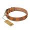 "Magic Amulet" FDT Artisan Tan Leather Bullmastiff Collar with Oval Studs