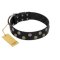 "Egyptian Style" Handcrafted FDT Artisan Black Leather Bullmastiff Collar with Medallions