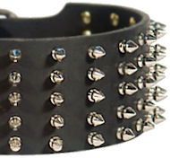 3 inch Spiked Leather Dog Collar for Bullmastiff