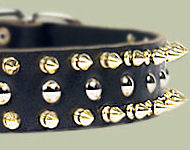 Black Leather Spiked Studded Dog Collar for Bullmastiff