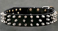 Black Spiked Leather Dog Collar for Bullmastiff