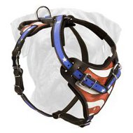 American Flag Patriotic Leather Dog Harness For Bullmastiff