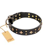 'A La Mode' FDT Artisan Handmade Black Leather Bullmastiff Collar