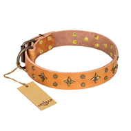 'Top-Flight' FDT Artisan Adorned Tan Leather Bullmastiff Collar