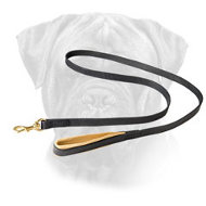 Comfortable Leather Bullmastiff Leash with Support Material on the Handle Comfortable Leather Bullmastiff Leash with Support Material on the Handle