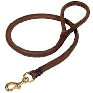Natural Rolled Leather Dog Leash 3/4 inch for Bullmastiff