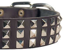 Silver Pyramid Leather Dog Collar for Bullmastiff