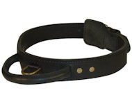 Tac-Black Leather Agitation Collar With Handle for Bullmastiff
