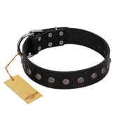 "Flower Rhapsody" FDT Artisan Premium Quaulity Black Leather Bullmastiff Collar