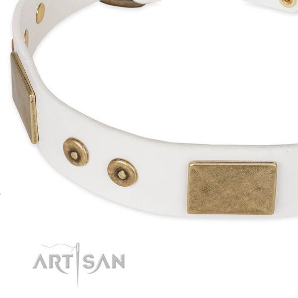 Durable hardware on leather dog collar for your canine