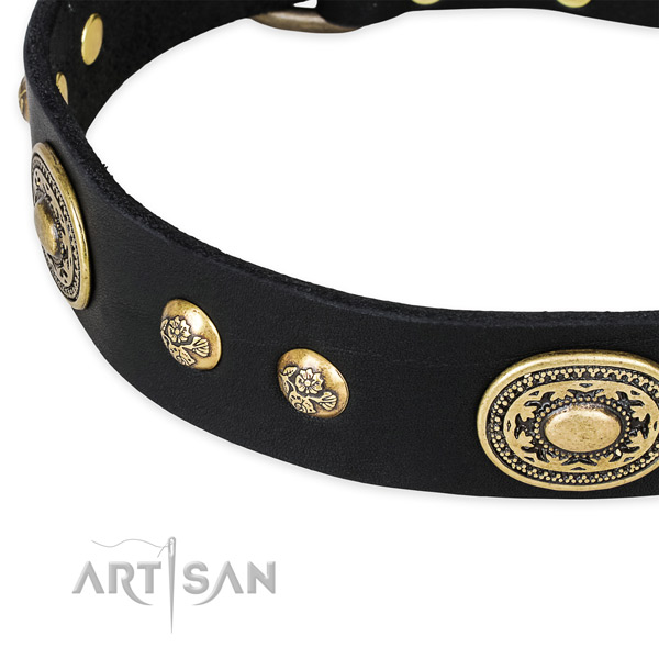 Decorated genuine leather collar for your attractive pet