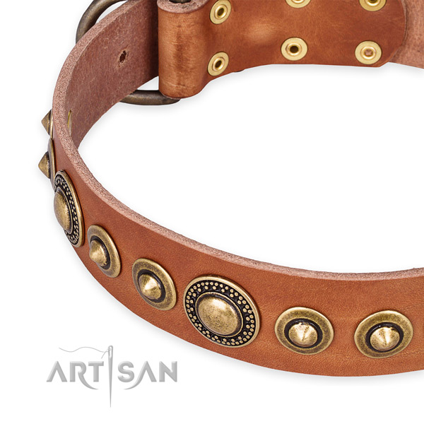 High quality genuine leather dog collar handmade for your lovely doggie