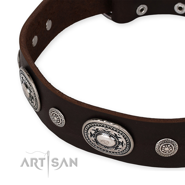 Top notch genuine leather dog collar handmade for your lovely doggie