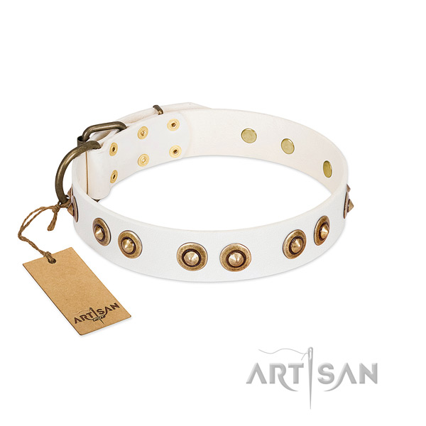 Stylish design genuine leather collar for your dog