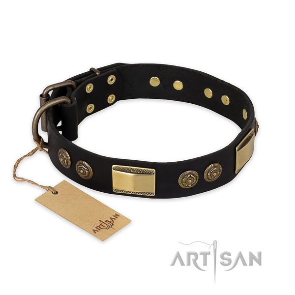 Exceptional full grain natural leather dog collar for everyday use