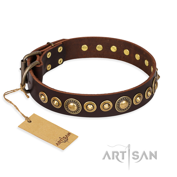 Soft natural genuine leather collar created for your dog