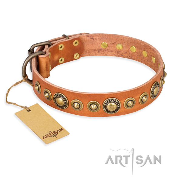 Top rate full grain genuine leather collar handcrafted for your pet