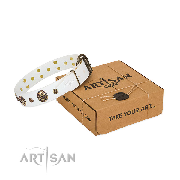 Adjustable full grain genuine leather collar for your beautiful pet