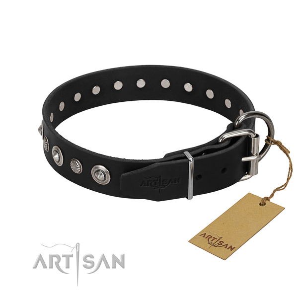 High quality full grain leather dog collar with exquisite decorations