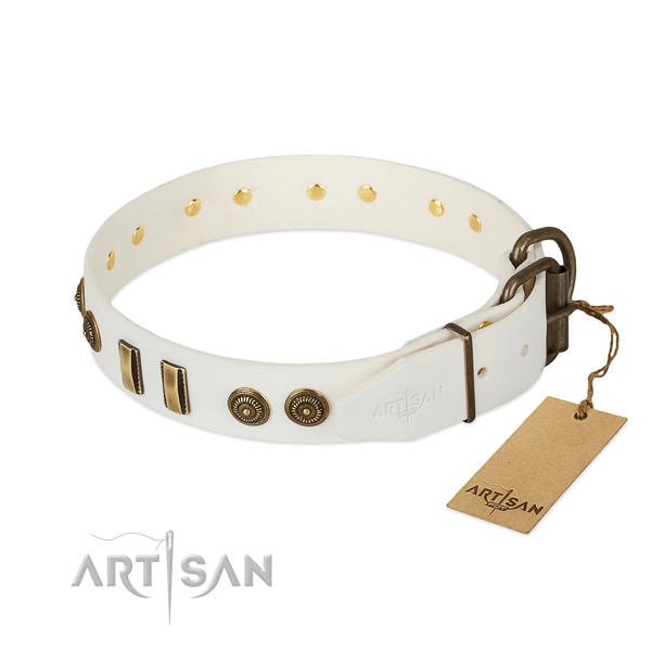 Rust resistant hardware on full grain natural leather dog collar for your canine