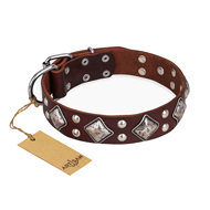 "King of Grace" FDT Artisan Stylish Leather Bullmastiff Collar with Old Silver-Like Plated Decorations "King of Grace" FDT Artisan Stylish Leather Bullmastiff Collar with Old Silver-Like Plated Decorations